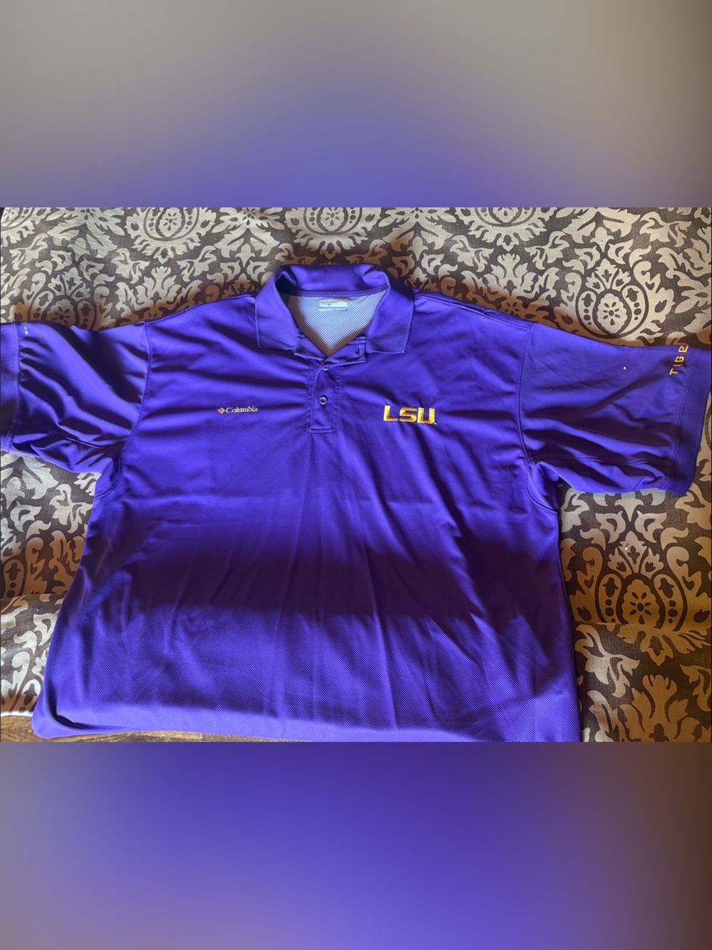 Columbia Purple LSU Embroidered Polo